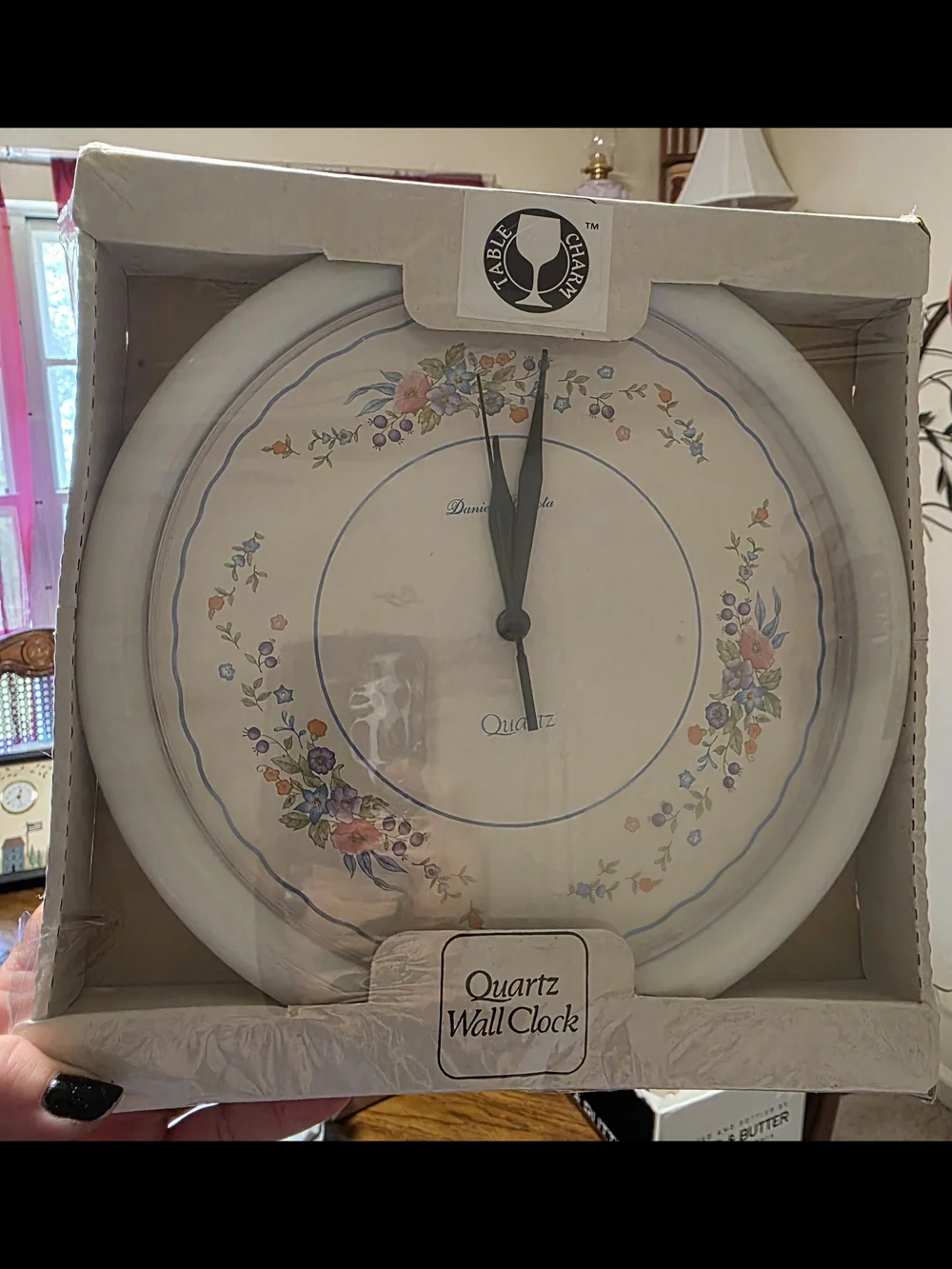 Vintage Quartz Floral Wall Clock Still in Package